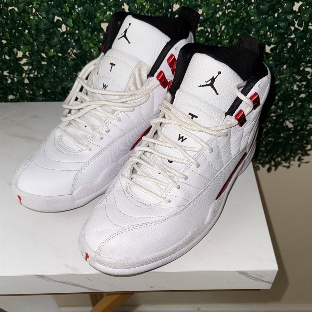 Jordan White and Red Classic Sneakers
